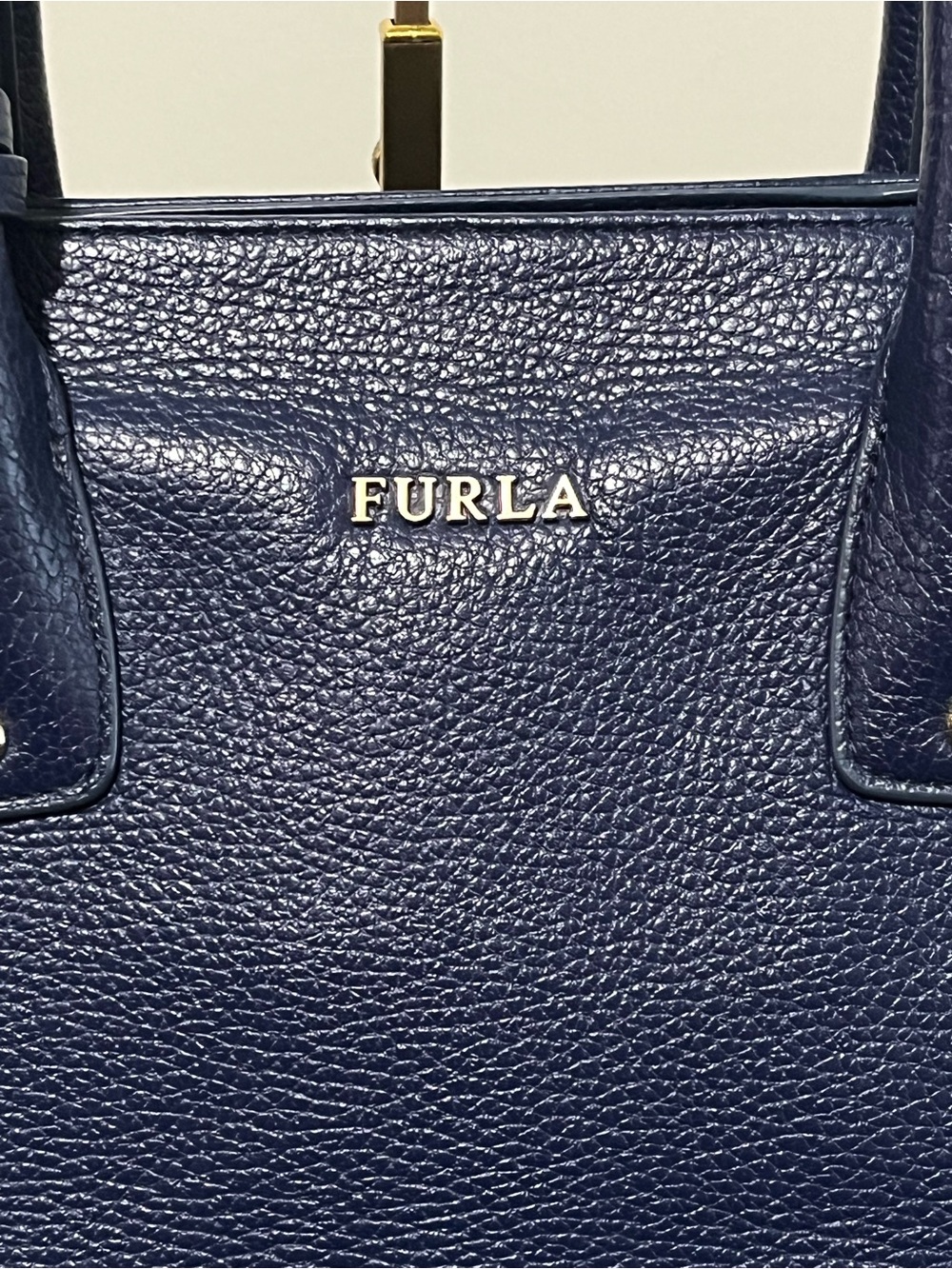 Furla Deep Blue Pebbled Leather Tote - Picture 3 of 12
